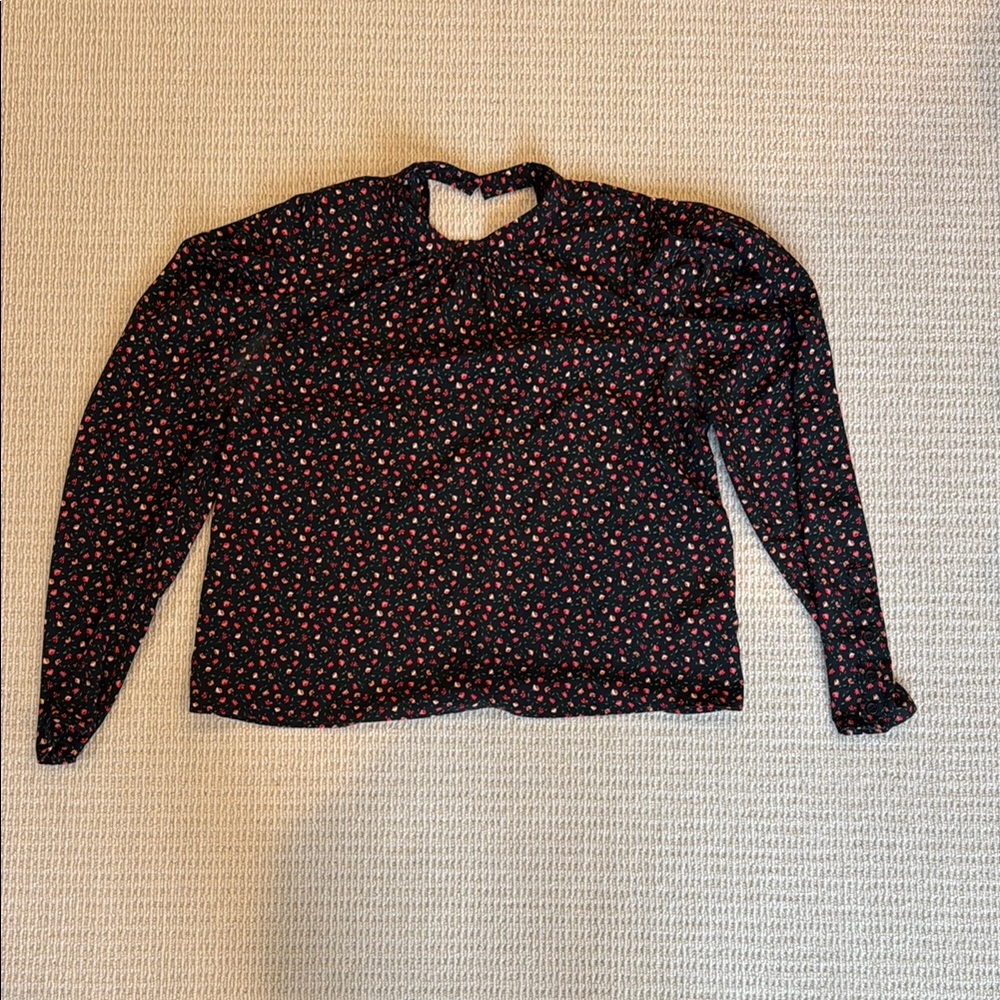 Topshop Black and Red Floral Blouse